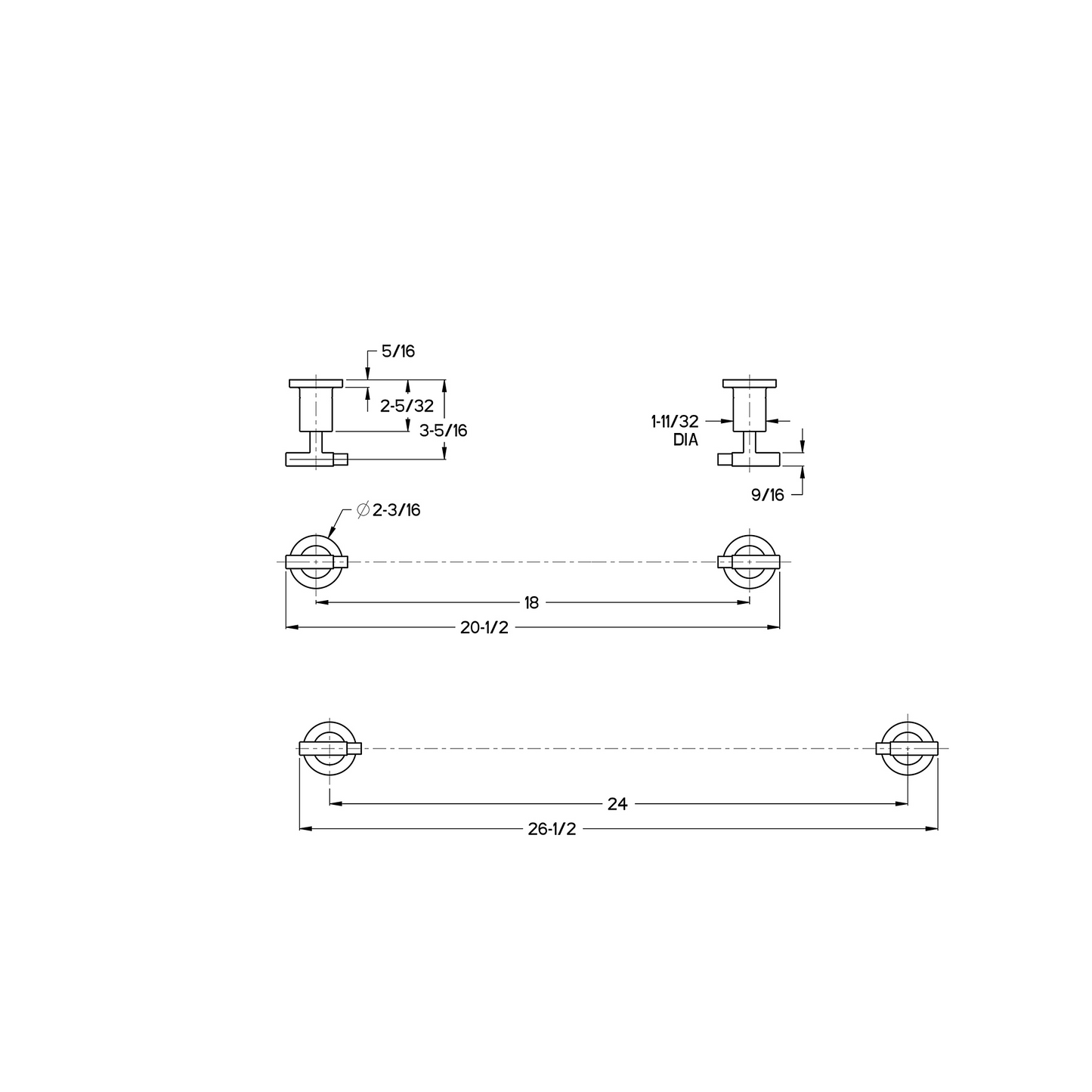 BTB-NC2BG Contempra 24" Towel Bar